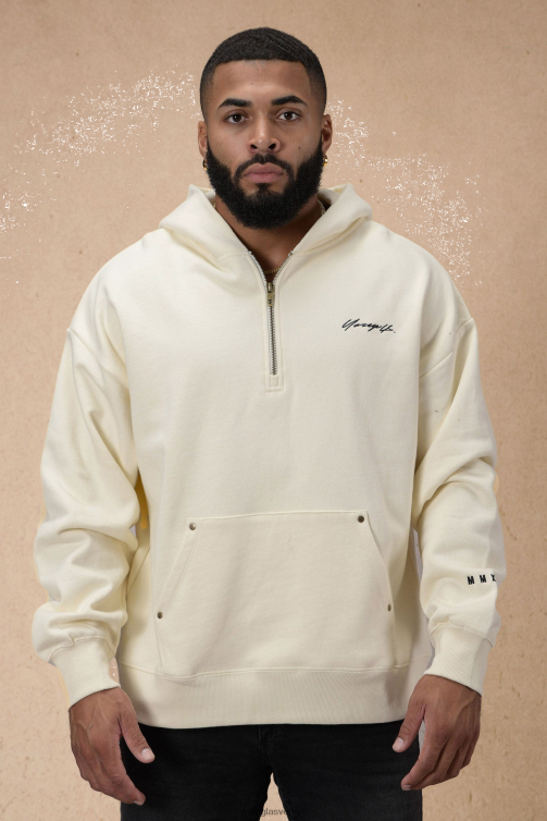 YoungLA män Huvtröja med 509 rivet quarter zip off-white Kläder 62TXL799